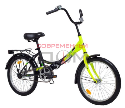 Велосипед складной Aist Smart 20 1.0 черно-зеленый 2020/подростк, колесо 20"ножной тормоз,рама-сталь